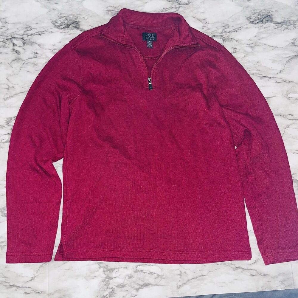 Joe Joseph Abboud Long Sleeve Sweater Crew Mock Neck Knit 1/4 Zip Burgundy Men S